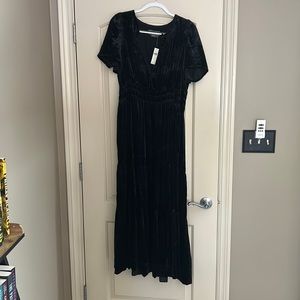 Anthropologie Black Velvet Dress